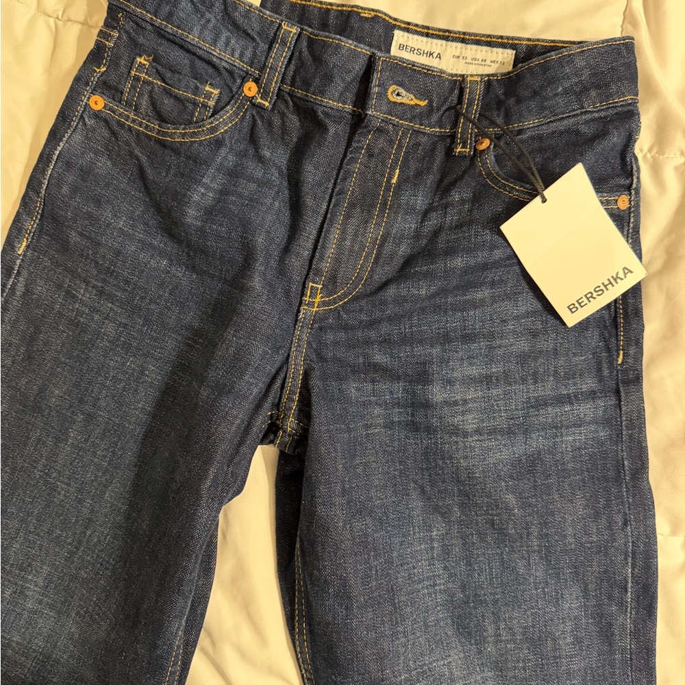 Bershka Dark Blue Baggy Jeans